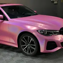 Glossy Laser Pink Car Vinyl Wrap
