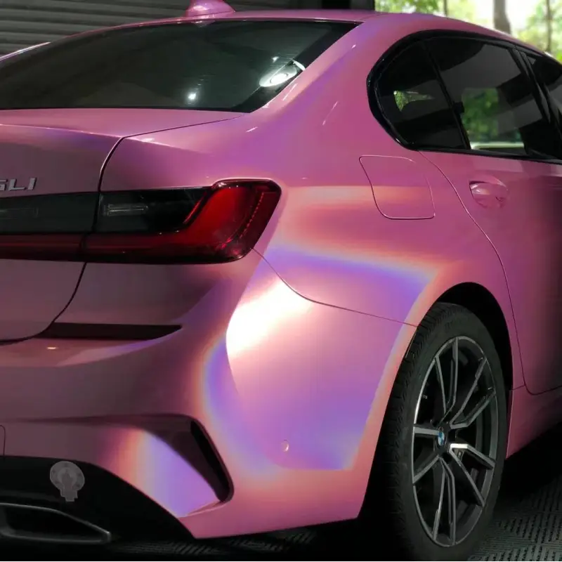 Glossy Laser Pink Car Vinyl Wrap