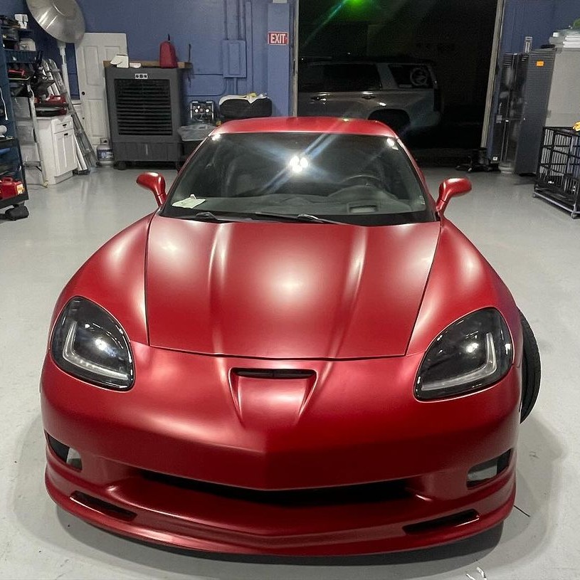 Ravoony Plus Matte Red Metallic Car Vinyl Wrap