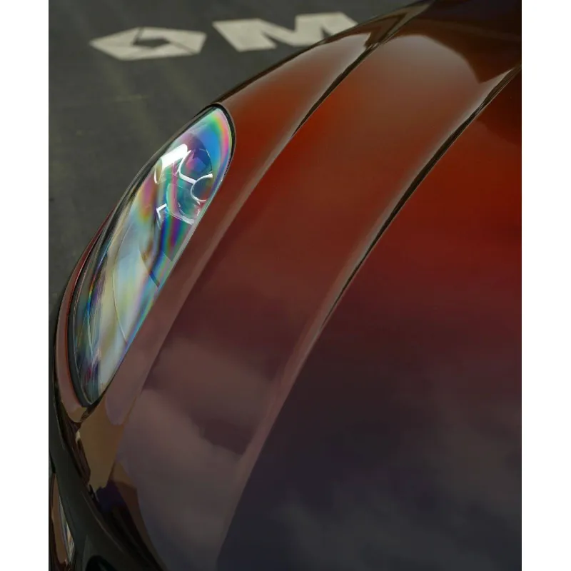 PET Gloss Color Shift Rainbow Drift Black Red Vinyl Wrap