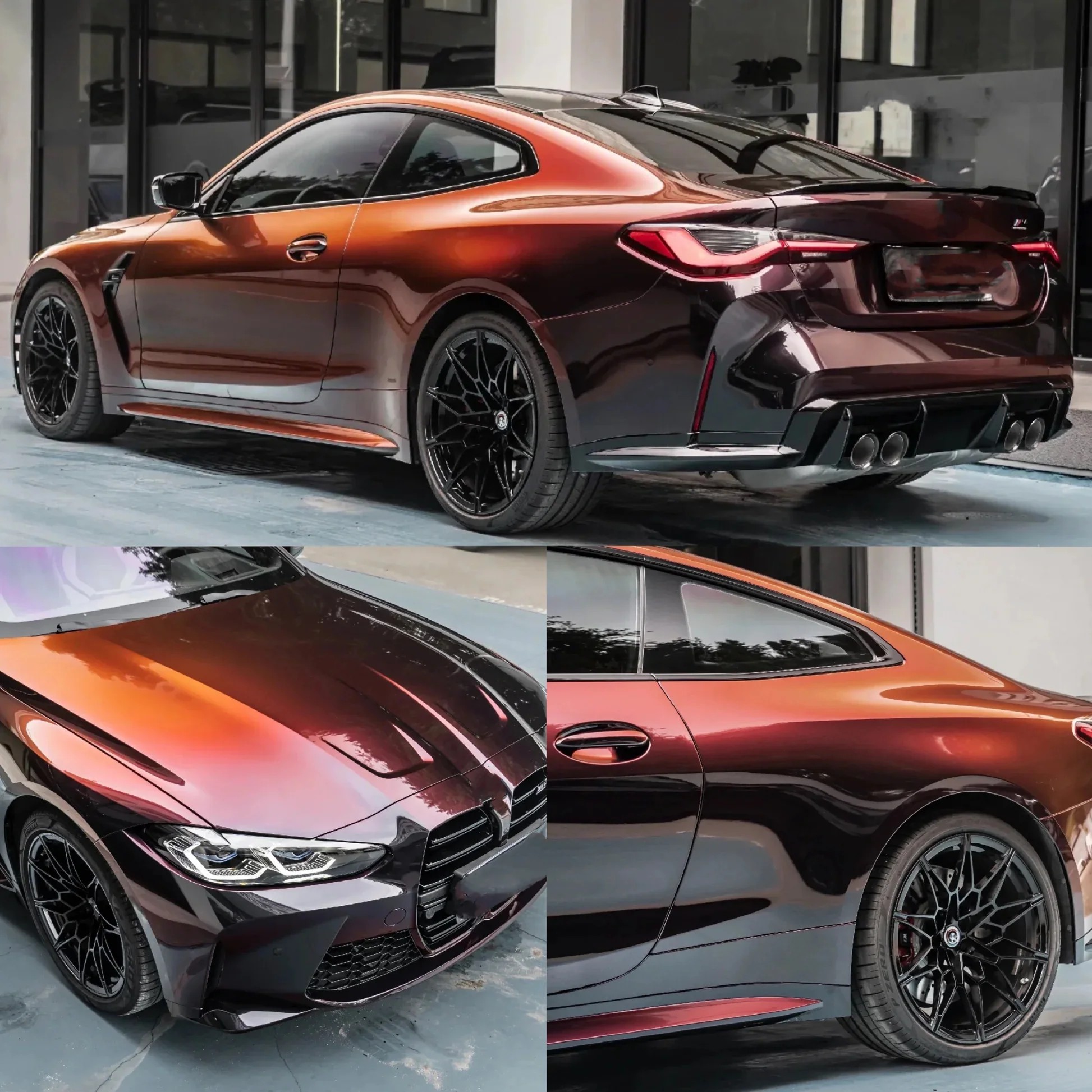 PET Gloss Color Shift Rainbow Drift Black Red Vinyl Wrap