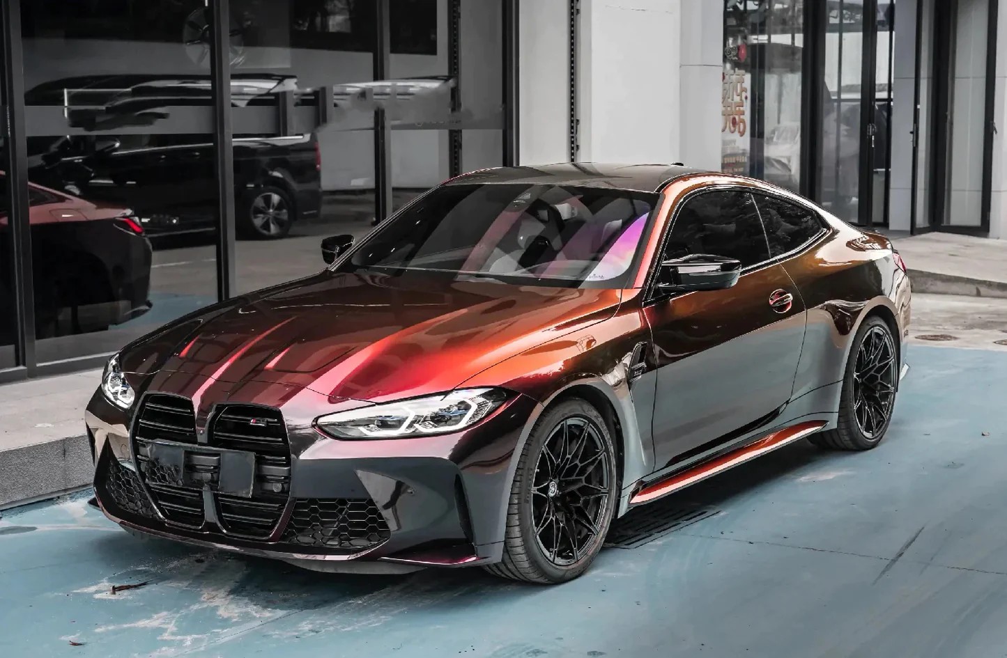 PET Gloss Color Shift Rainbow Drift Black Red Vinyl Wrap