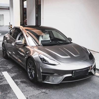 Ravoony Plus Metal Liquid Silver Car Vinyl Wrap Tesla Wrap 02