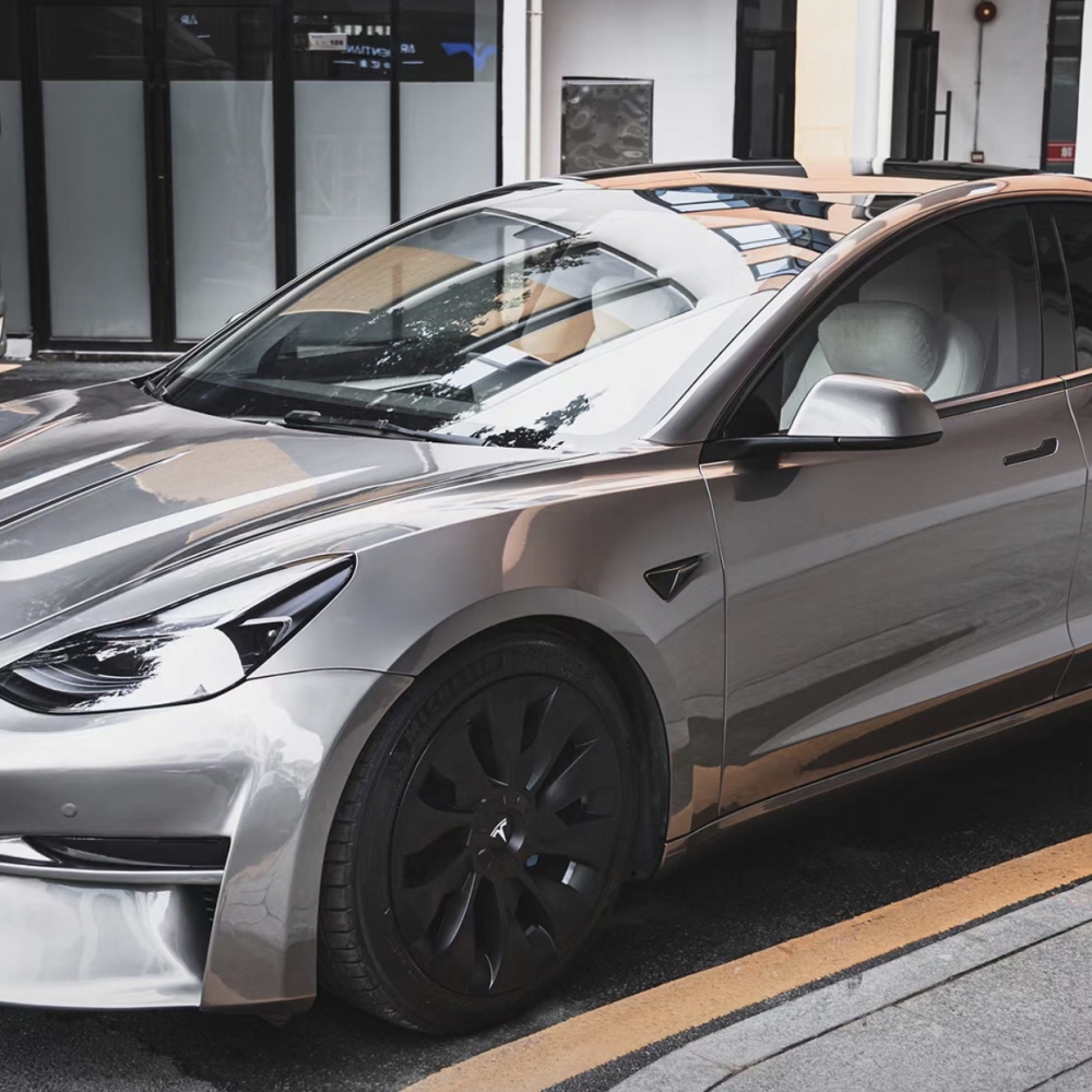 Ravoony Plus Metal Liquid Silver Car Vinyl Wrap Tesla Wrap