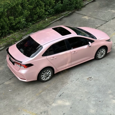 Ravoony Plus Pure Metal Cherry Pink Car Vinyl Wrap Toyota Corolla Wrap 02