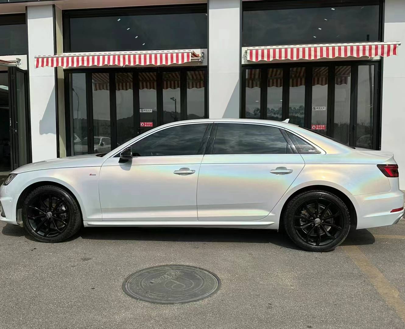 Ravoony Plus Glossy Laser White Car Vinyl Wrap Audi A4 Wrap