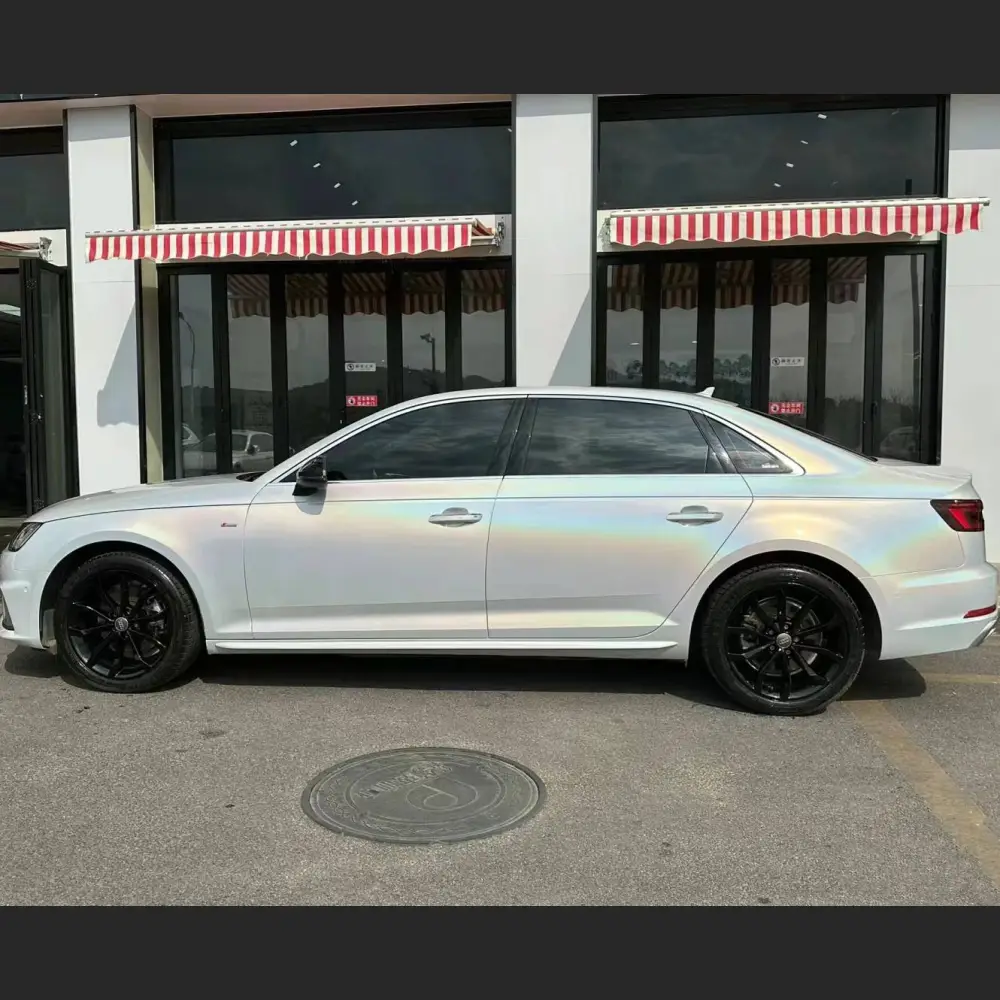 Ravoony Plus Glossy Laser White Car Vinyl Wrap Audi A4 Wrap
