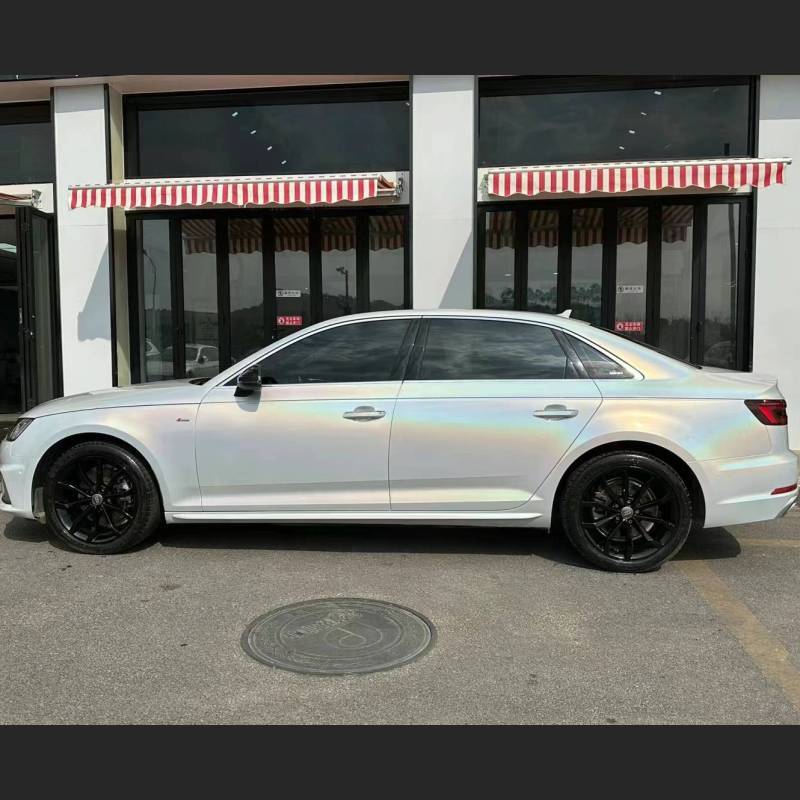 Ravoony Plus Glossy Laser White Car Vinyl Wrap Audi A4 Wrap