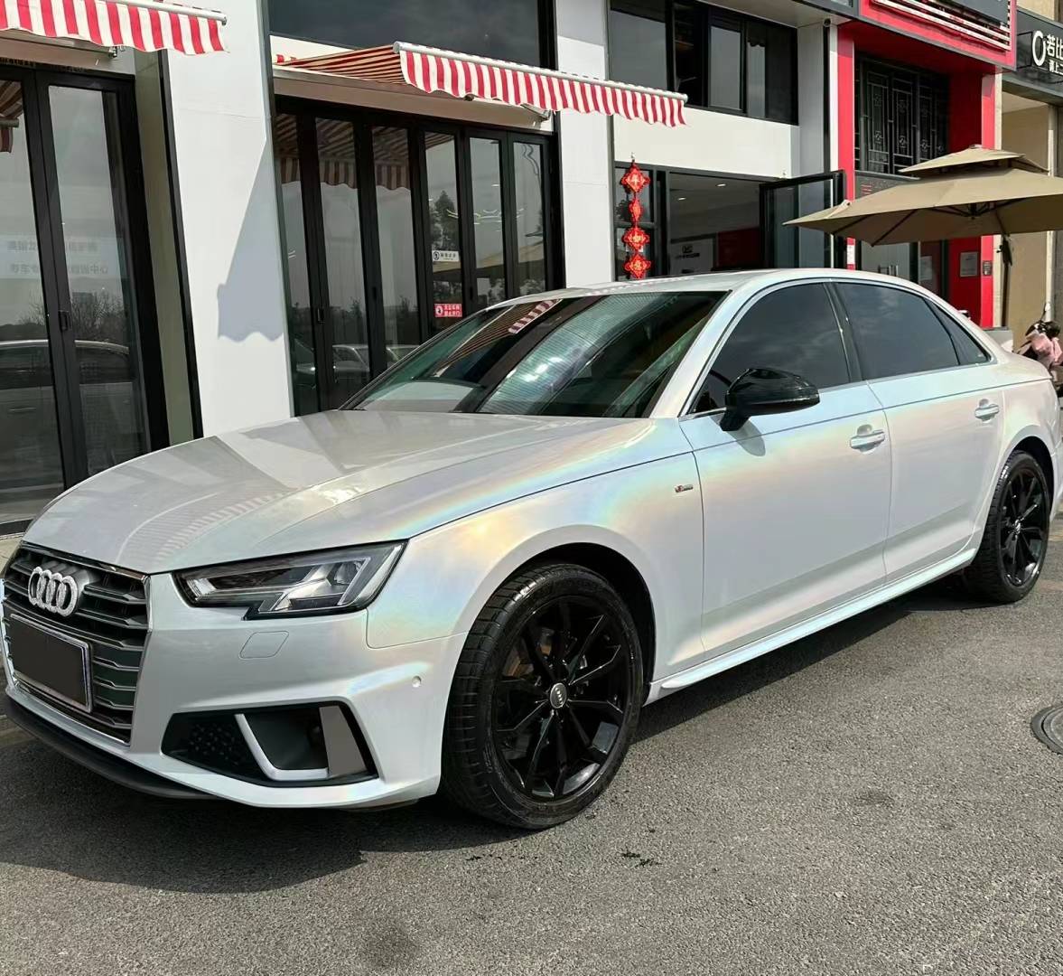 Ravoony Plus Glossy Laser White Car Vinyl Wrap Audi A4 Wrap
