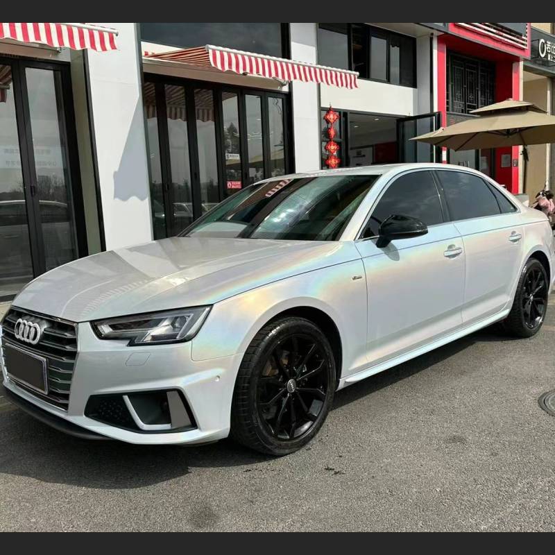Ravoony Plus Glossy Laser White Car Vinyl Wrap Audi A4 Wrap