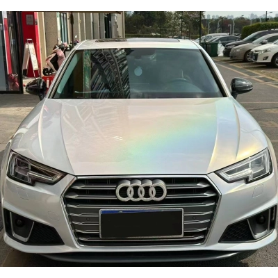 Ravoony Plus Glossy Laser White Car Vinyl Wrap Audi A4 Wrap 02