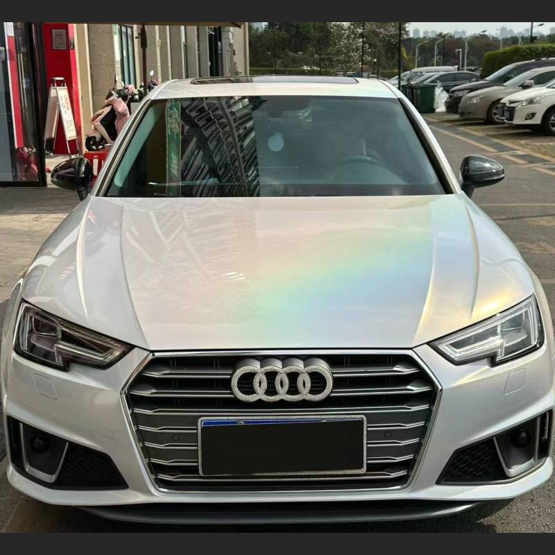 Ravoony Plus Glossy Laser White Car Vinyl Wrap Audi A4 Wrap