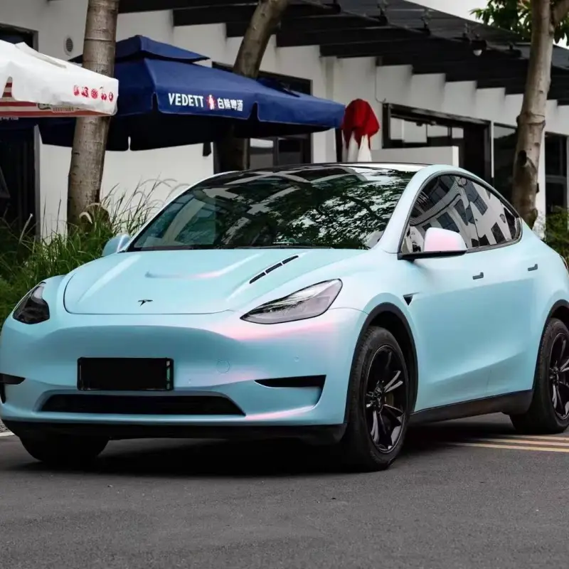Matte Twin Pink Blue Car Vinyl Wrap