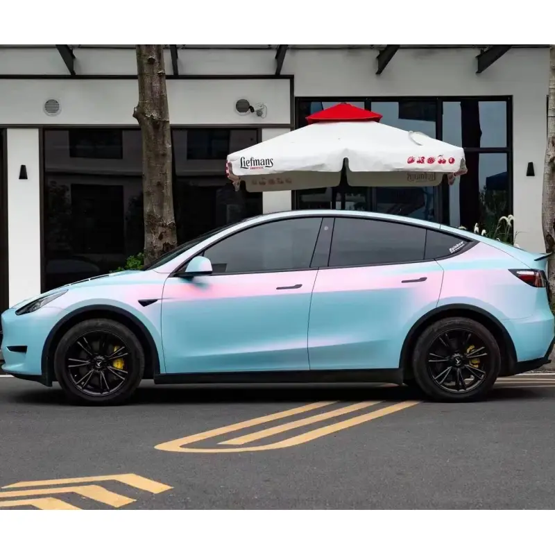 Matte Twin Pink Blue Car Vinyl Wrap