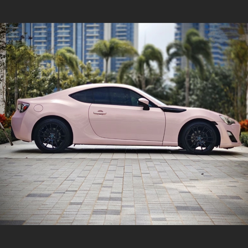 Ravoony Plus PET Glossy Baby Pink Car Vinyl Wrap Future Toyota 86 Wrap
