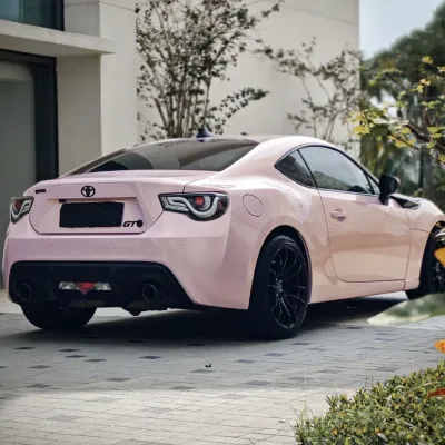 Ravoony Plus PET Glossy Baby Pink Car Vinyl Wrap Future Toyota 86 Wrap 02