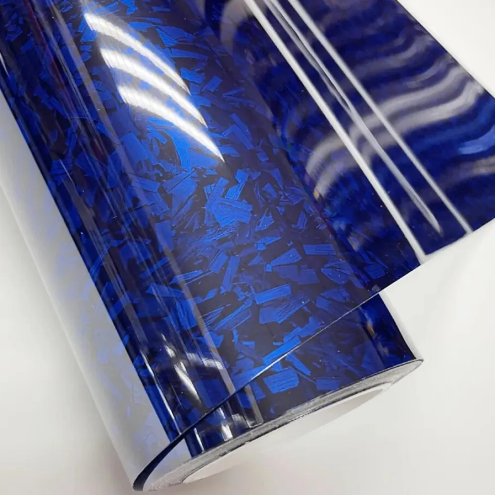 Glossy Carbon Fiber Blue Vinyl Car Wrap,Ravoony Glossy Carbon