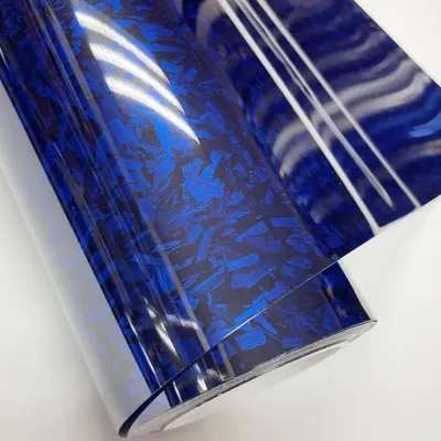 Ravoony Plus Glossy Carbon Fiber Forging Blue Vinyl Car Wrap 01
