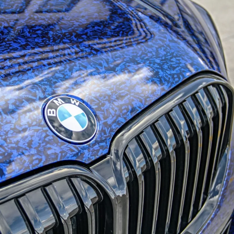 Ravoony Plus Glossy Carbon Fiber Forging Blue Vinyl Car Wrap