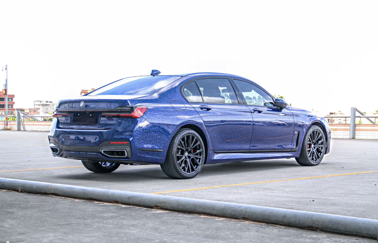 Ravoony Plus PET Glossy Carbon Fiber Forging Blue Vinyl Car Wrap