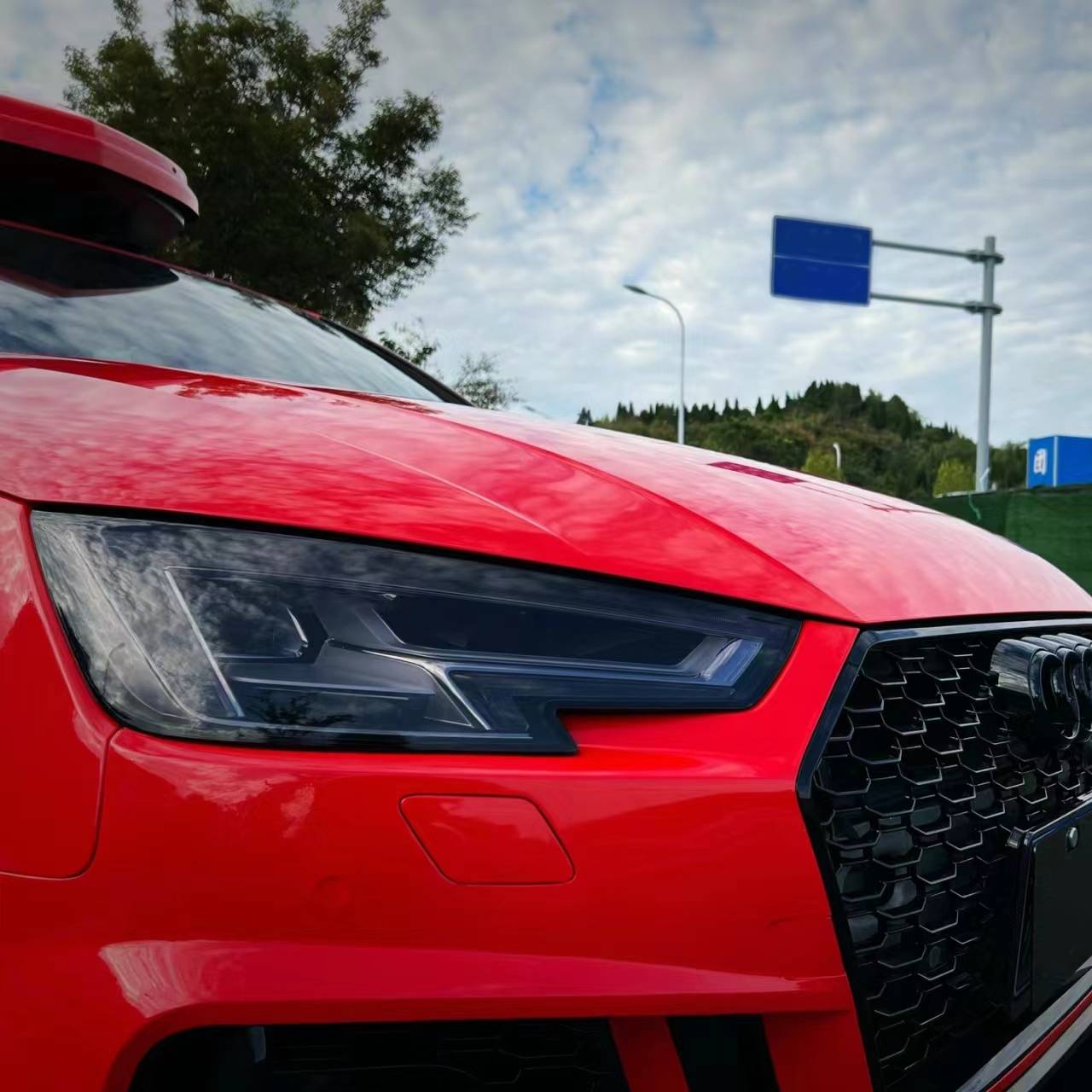 Ravoony Plus PET Glossy Crystal Ferrari Red Vinyl Car Wrap Audi A4 Wrap