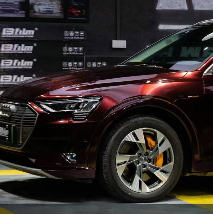 Ravoony Plus Gloss Black Rose Vinyl Wrap Audi E-tron Wrap