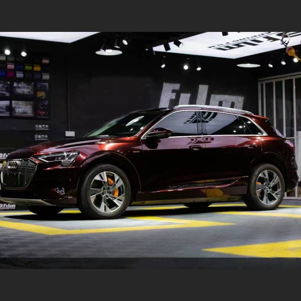 Ravoony Plus Gloss Black Rose Vinyl Wrap Audi E-tron Wrap
