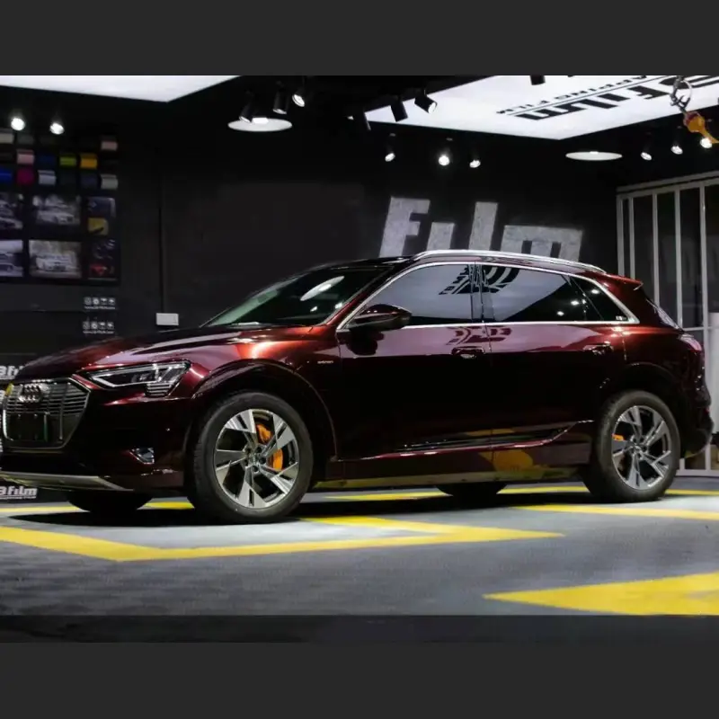 Ravoony Plus Gloss Black Rose Vinyl Wrap Audi E-tron Wrap