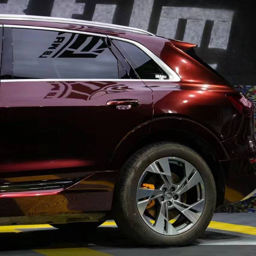 Ravoony Plus Gloss Black Rose Vinyl Wrap Audi E-tron Wrap