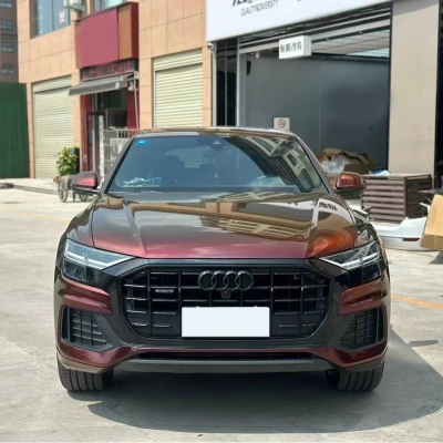 Ravoony Plus Gloss Color Shift Rainbow Drift Black Red Vinyl Wrap Audi Q8 Wrap 02