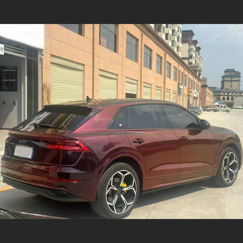 Ravoony Plus Gloss Color Shift Rainbow Drift Black Red Vinyl Wrap Audi Q8 Wrap