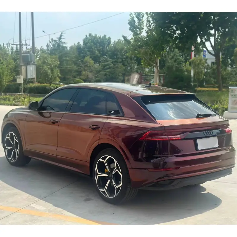 Gloss Color Shift Rainbow Drift Black Red Vinyl Wrap Audi Q8 Wrap