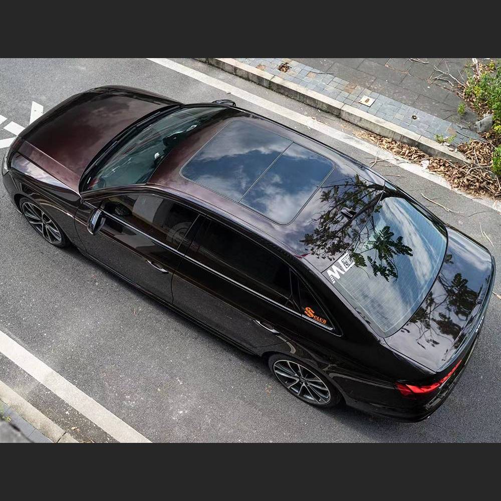 Ravoony Plus Glossy Diamond Black Red Vinyl Car Wrap Audi S4 Wrap