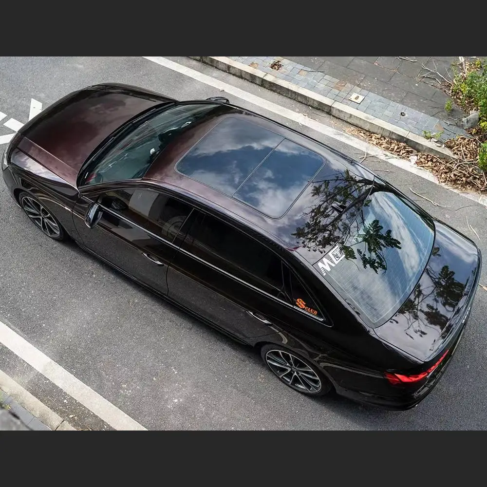 Ravoony Plus Glossy Diamond Black Red Vinyl Car Wrap Audi S4 Wrap