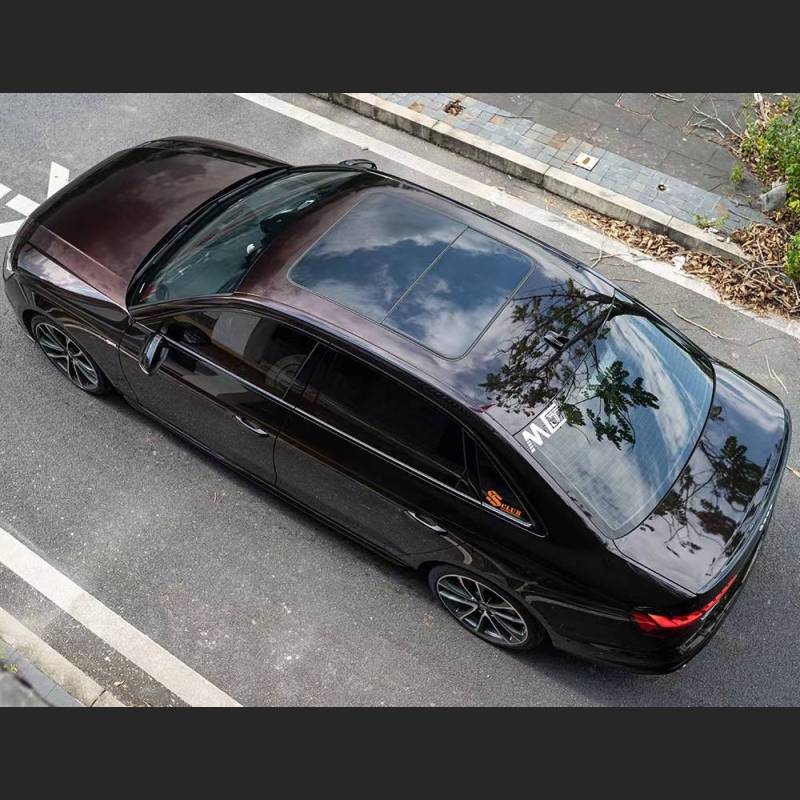 Ravoony Plus Glossy Diamond Black Red Vinyl Car Wrap Audi S4 Wrap