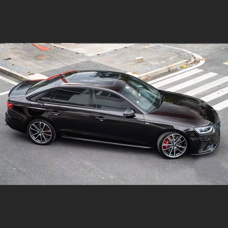 Ravoony Plus Glossy Diamond Black Red Vinyl Car Wrap Audi S4 Wrap