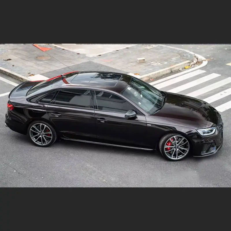 Ravoony Plus Glossy Diamond Black Red Vinyl Car Wrap Audi S4 Wrap