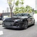 Ravoony Plus Glossy Diamond Black Red Vinyl Car Wrap Audi S4 Wrap