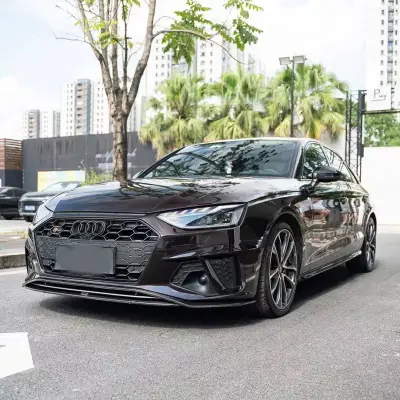 Ravoony Plus Glossy Diamond Black Red Vinyl Car Wrap Audi S4 Wrap 02