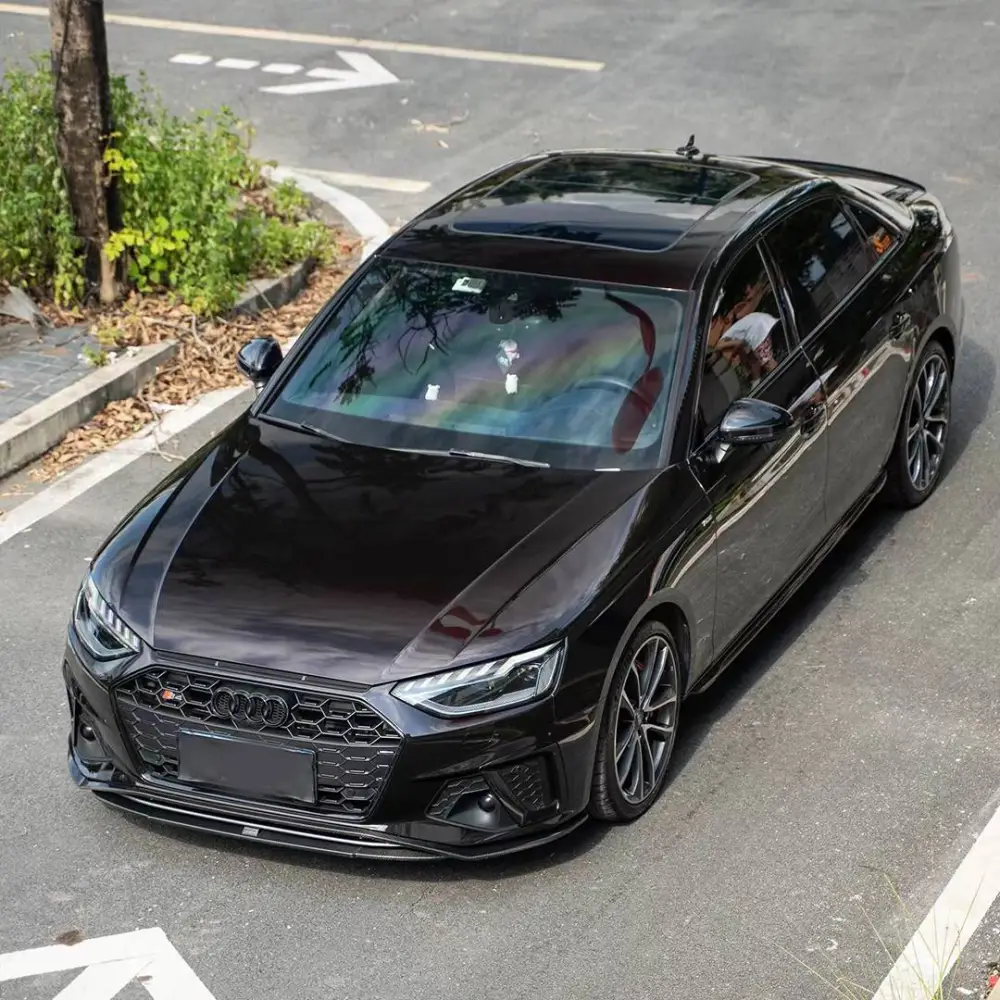 Ravoony Plus Glossy Diamond Black Red Vinyl Car Wrap Audi S4 Wrap