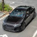 Ravoony Plus Glossy Diamond Black Red Vinyl Car Wrap Audi S4 Wrap