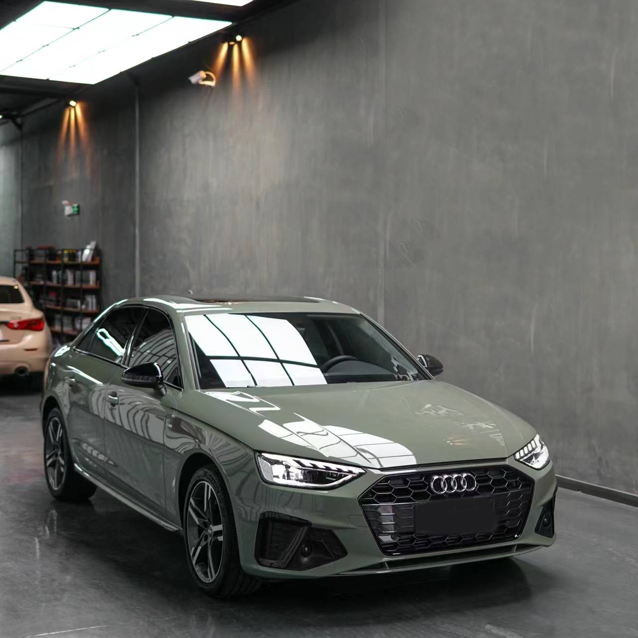 Ravoony Plus PET Light Khaki Green Car Vinyl Wrap Audi A4 Wrap