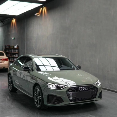 Ravoony Plus PET Light Khaki Green Car Vinyl Wrap Audi A4 Wrap 02