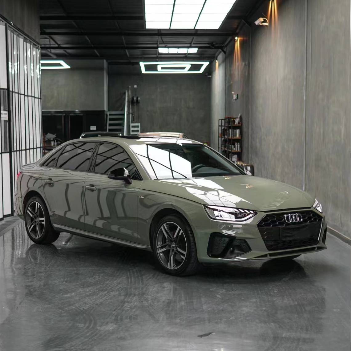 Ravoony Plus PET Light Khaki Green Car Vinyl Wrap Audi A4 Wrap