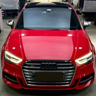 Ravoony Plus PET Porsche Gloss Carmine Red Vinyl Car Audi S3 Wrap 02