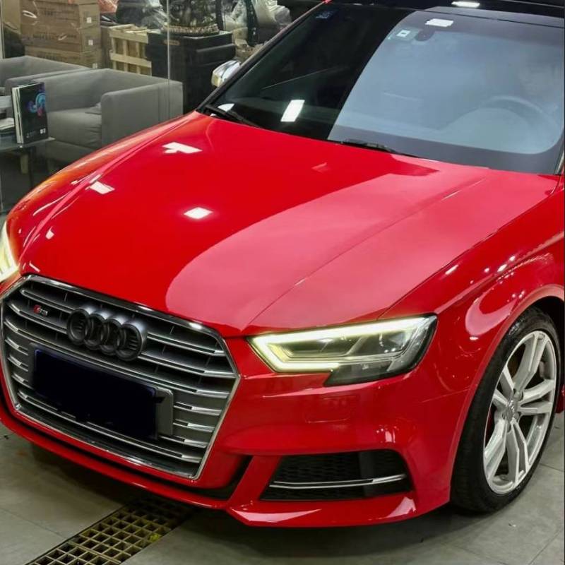 Ravoony Plus Porsche Gloss Carmine Red Vinyl Car Audi S3 Wrap