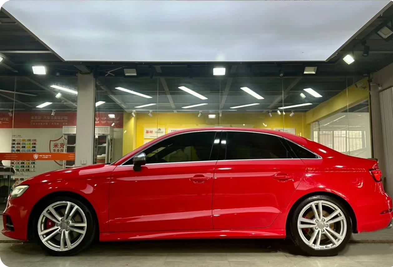 Ravoony Plus PET Porsche Gloss Carmine Red Vinyl Car Audi S3 Wrap