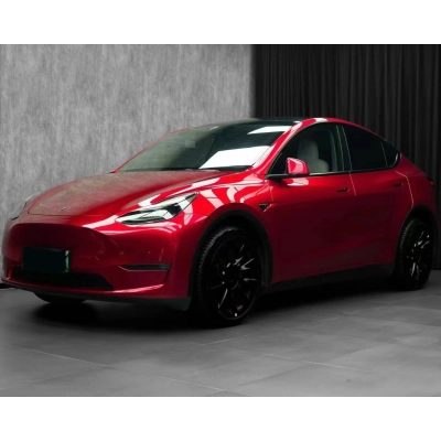 Ravoony Plus Gloss Liquid Ruby Red Vinyl Car Wrap Tesla Model Y Wrap 02