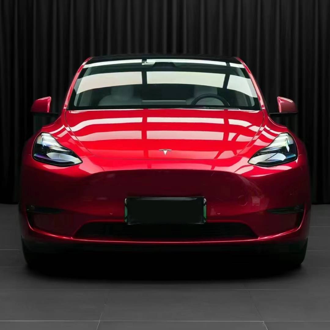 Ravoony Plus Gloss Liquid Ruby Red Vinyl Car Wrap Tesla Model Y Wrap