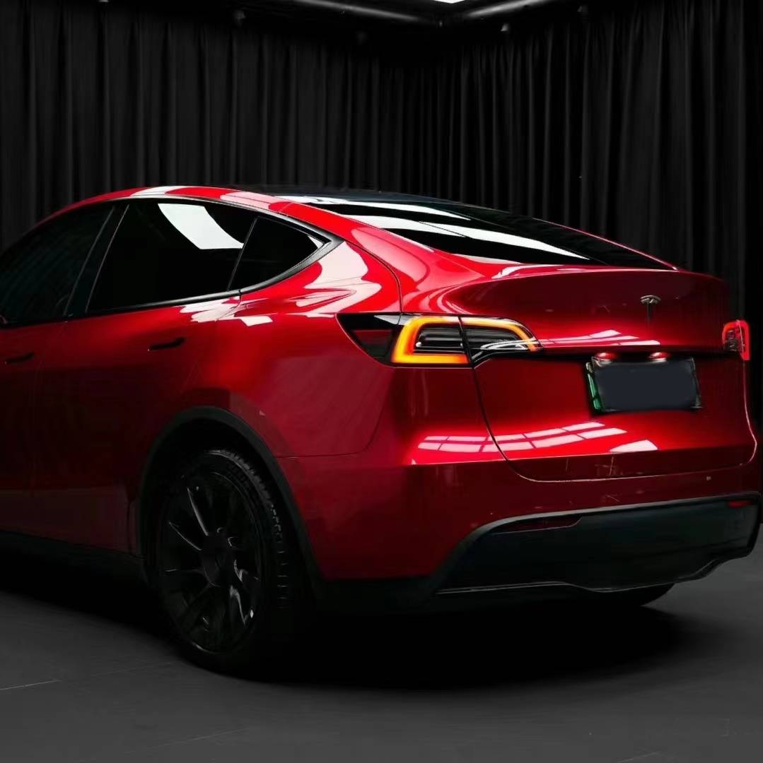 Ravoony Plus Gloss Liquid Ruby Red Vinyl Car Wrap Tesla Model Y Wrap